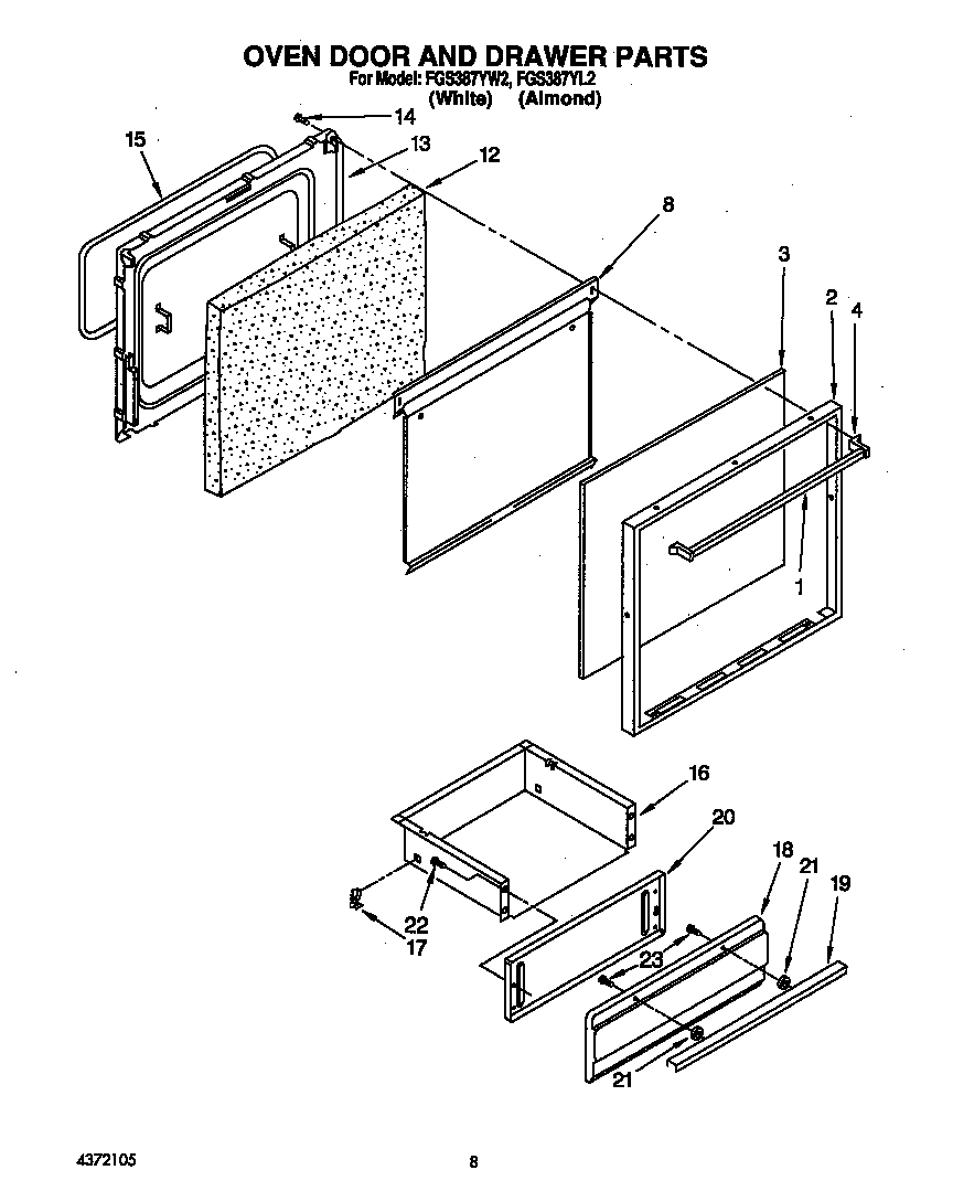 Oven door and drawer