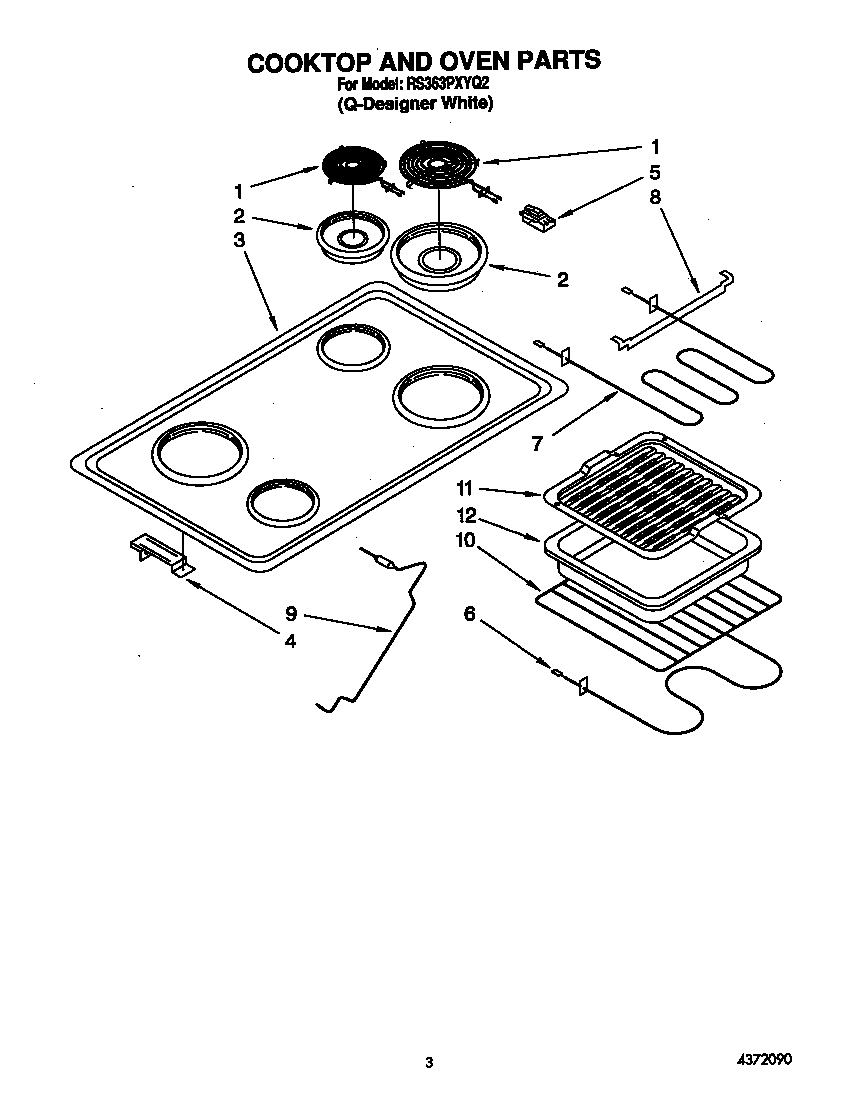 Cooktop and oven parts