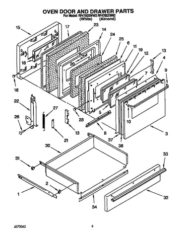 Oven door and drawer