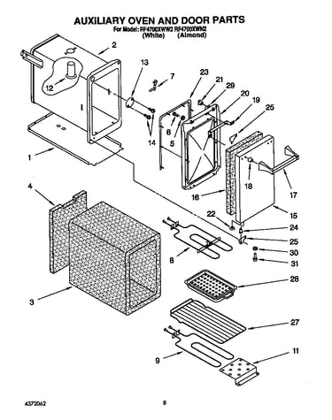 Auxiliary oven and door
