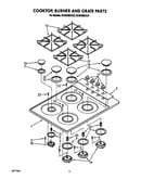 Cooktop, burner, grate parts