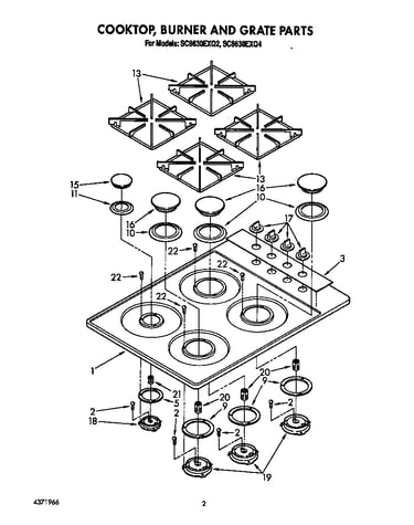 Cooktop, burner, grate parts