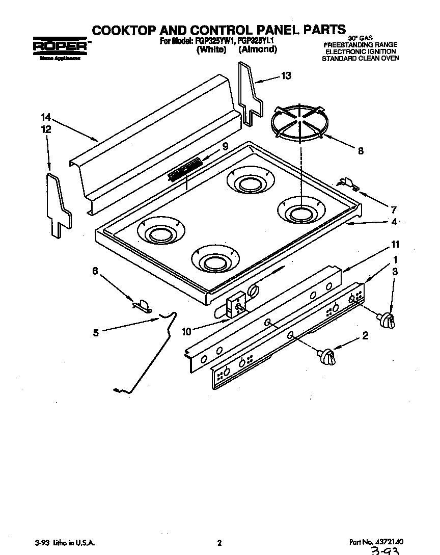 Cooktop and control panel