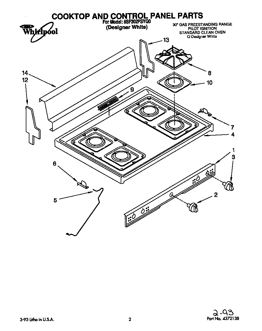 Cooktop and control panel
