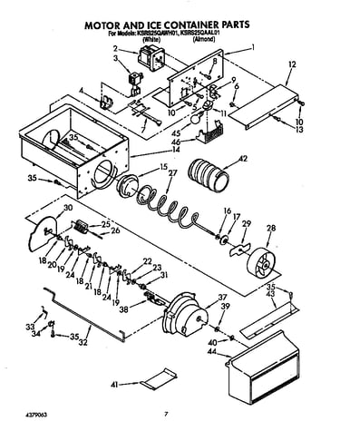 Motor and ice container