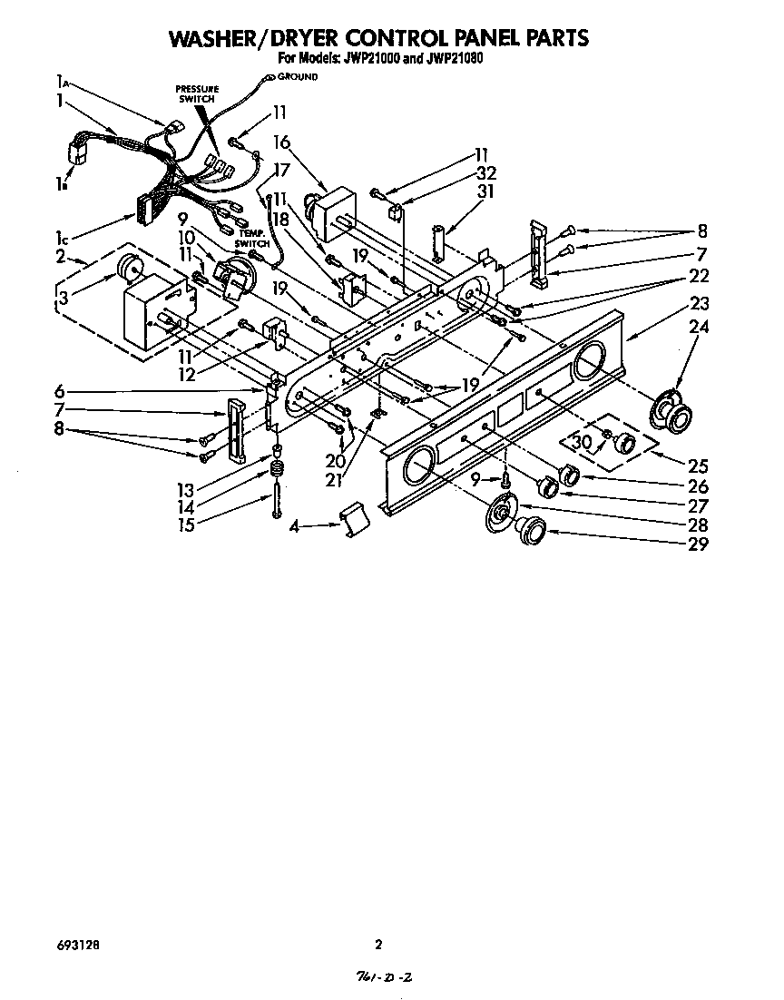 Washer/dryer control panel