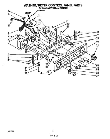Washer/dryer control panel