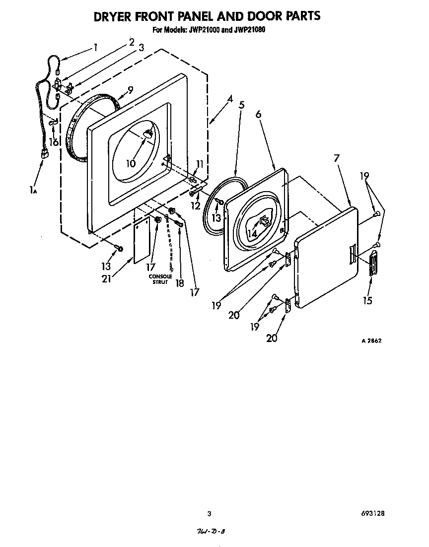 Dryer front panel and door