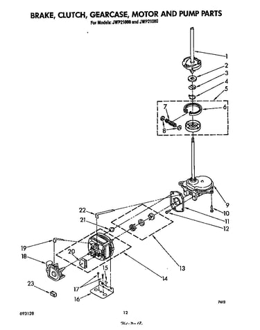 Brake, clutch, gearcase, motor and pump