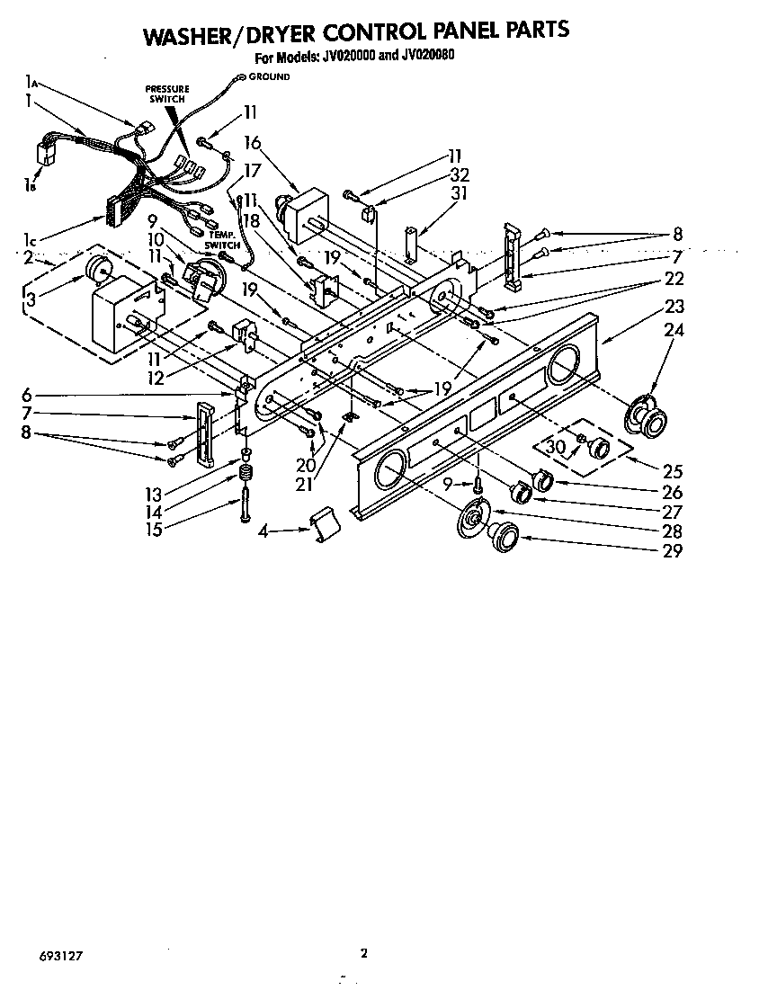 WASHER/DRYER CONTROL PANEL