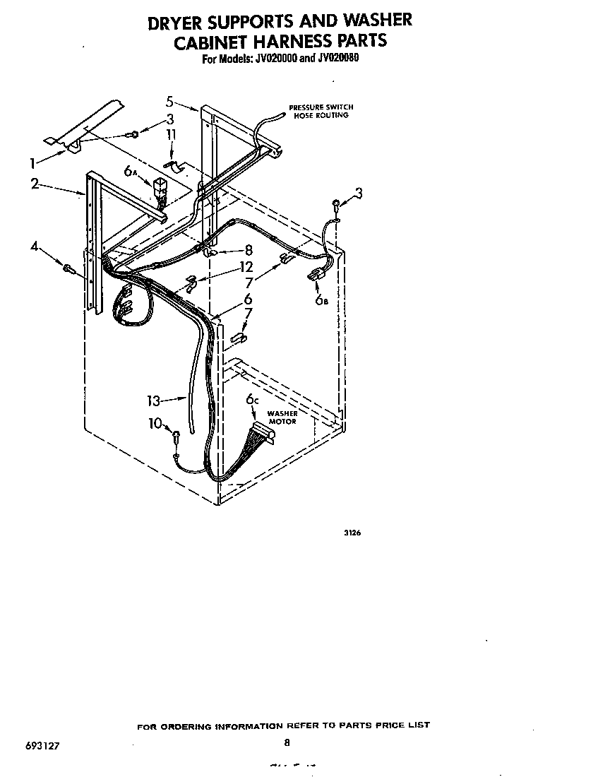 DRYER SUPPORTS AND WASHER CABINET HARNESS