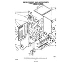 Whirlpool LT5004XSW1 dryer cabinet and motor diagram