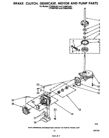 Brake, clutch, gearcase, motor and pump