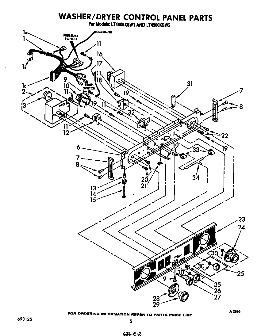 Washer/dryer control panel