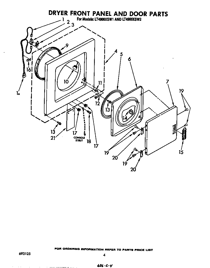 Dryer front panel and door