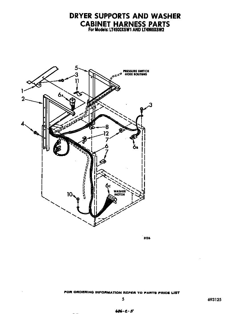 Dryer supports and washer cabinet harness