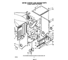 Whirlpool LT4900XSW1 dryer cabinet and motor diagram