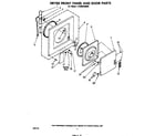 Whirlpool LT4905XMW0 dryer front panel and door diagram