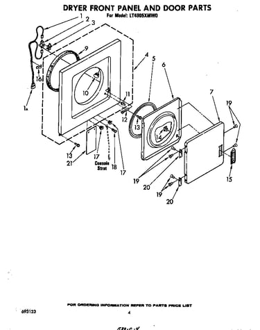 Dryer front panel and door