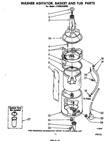 Washer agitator, basket and tub