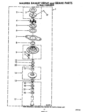 Washer basket drive and brake