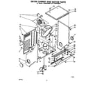 Whirlpool LT5009XMW0 dryer cabinet and motor diagram