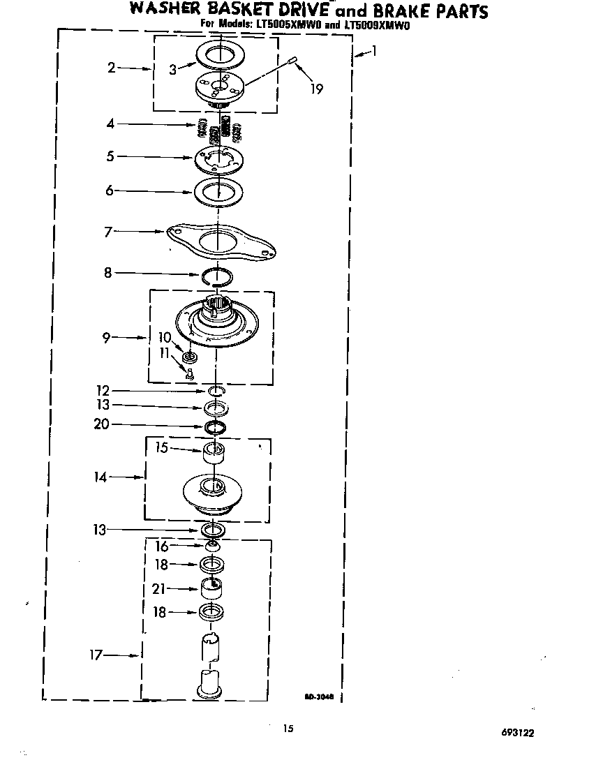 Washer basket drive and brake