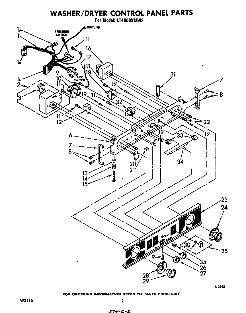 Washer/dryer control panel