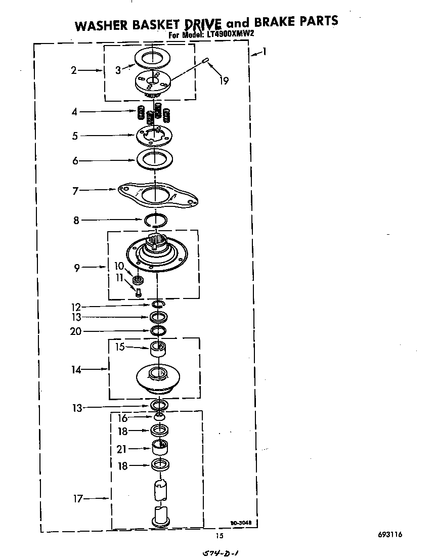 Washer basket drive and brake