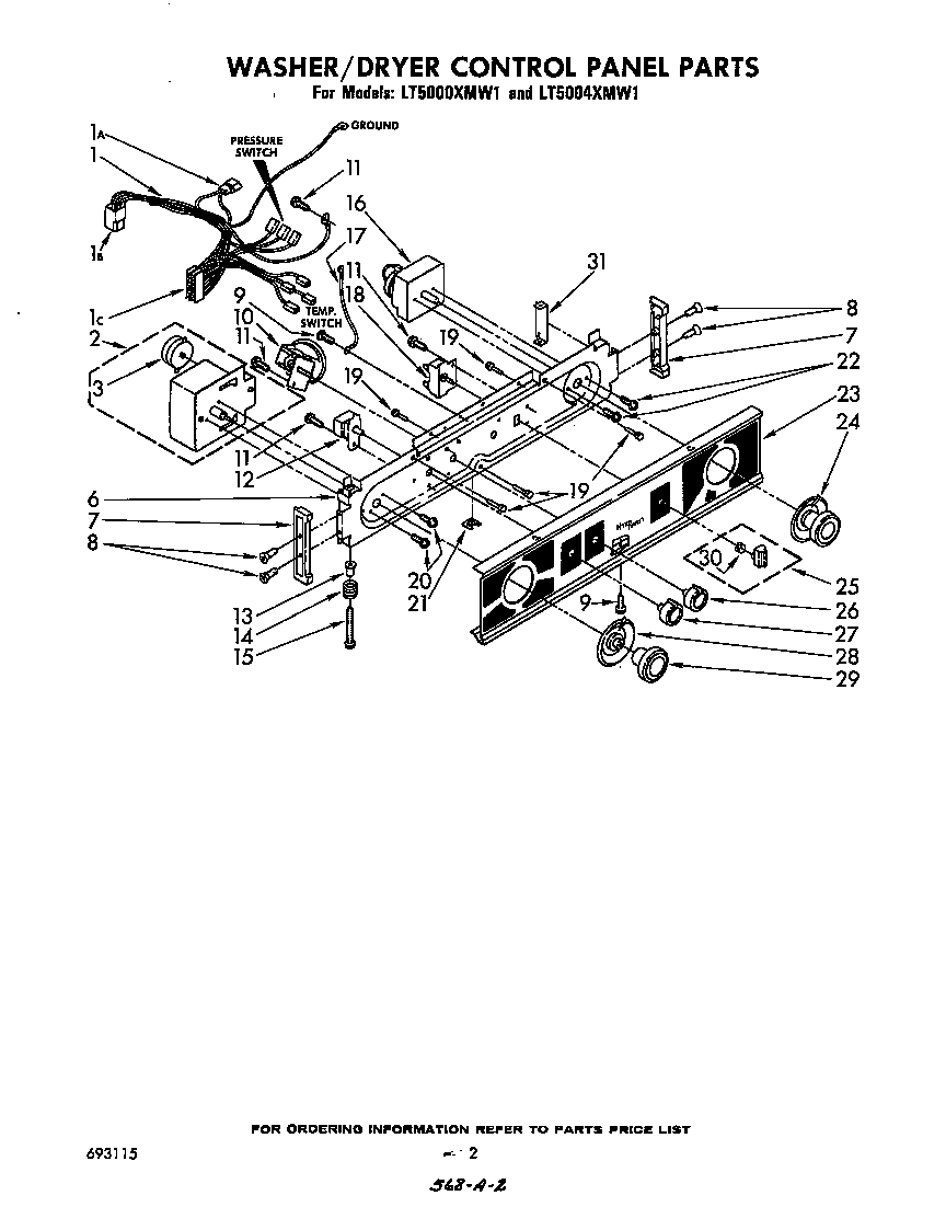 WASHER/DRYER CONTROL PANEL