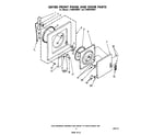 Whirlpool LT5004XMW1 dryer front panel and door diagram