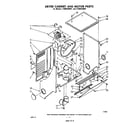 Whirlpool LT5000XMW1 dryer cabinet and motor diagram