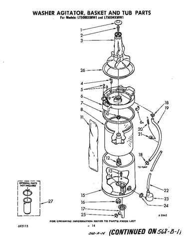 Washer agitator, basket and tub
