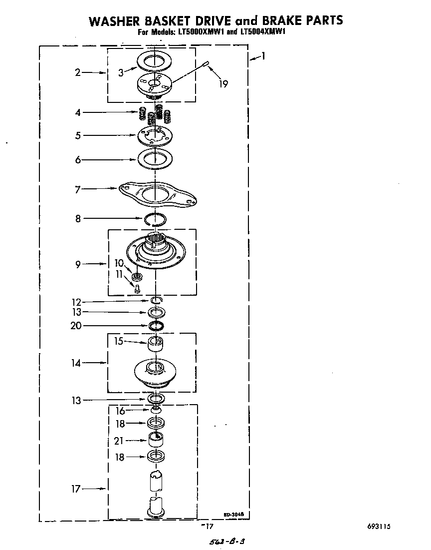 Washer basket drive and brake