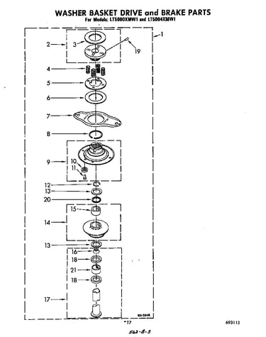 Washer basket drive and brake