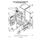 Whirlpool LT5000XMW0 dryer cabinet and motor diagram