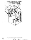 Dryer supports and washer cabinet harness