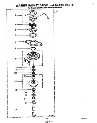 Washer basket drive and brake
