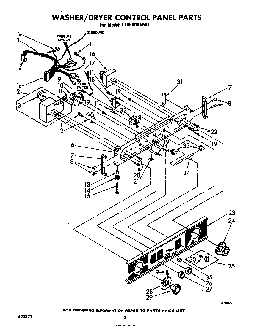 WASHER/DRYER CONTROL PANEL