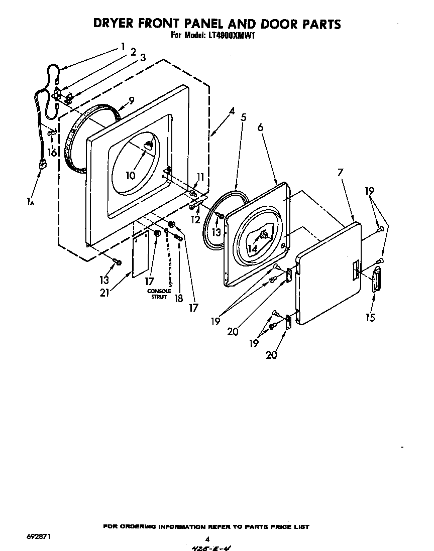 Dryer front panel and door