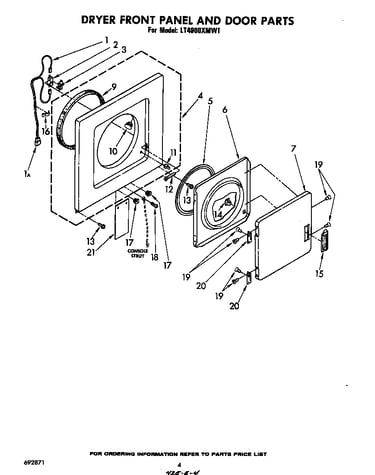 Dryer front panel and door