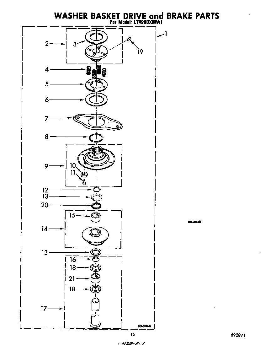 WASHER BASKET DRIVE AND BRAKE