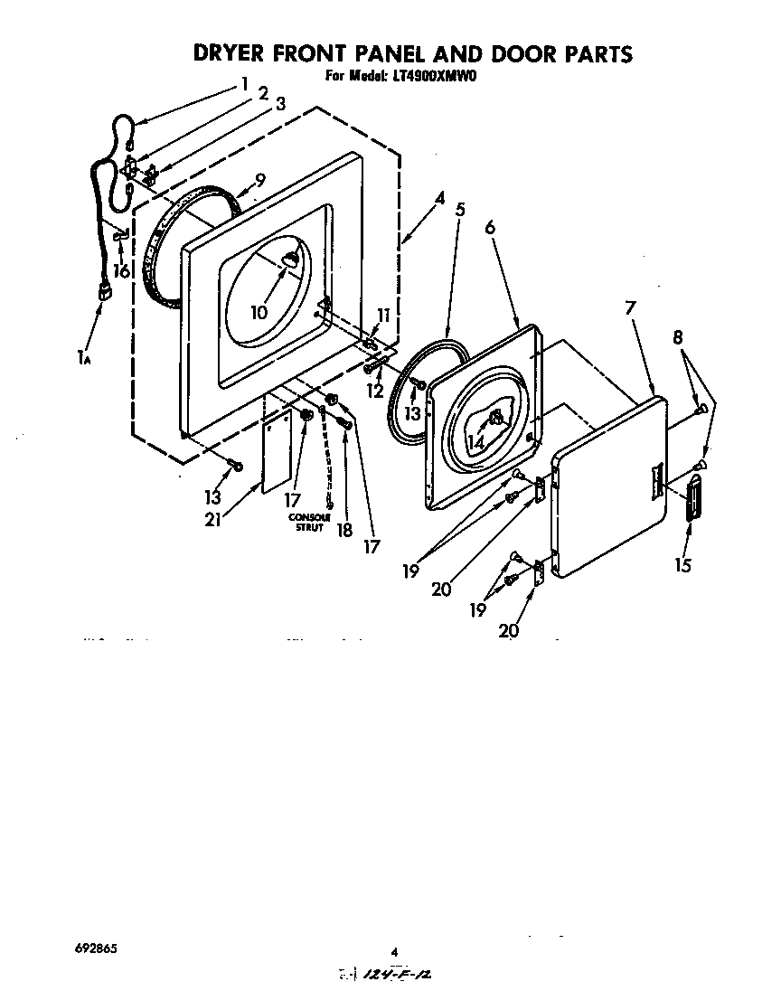 Dryer front panel and door