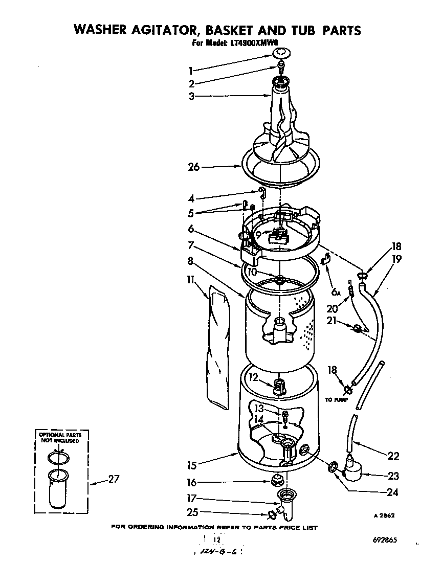 Washer agitator, basket and tub