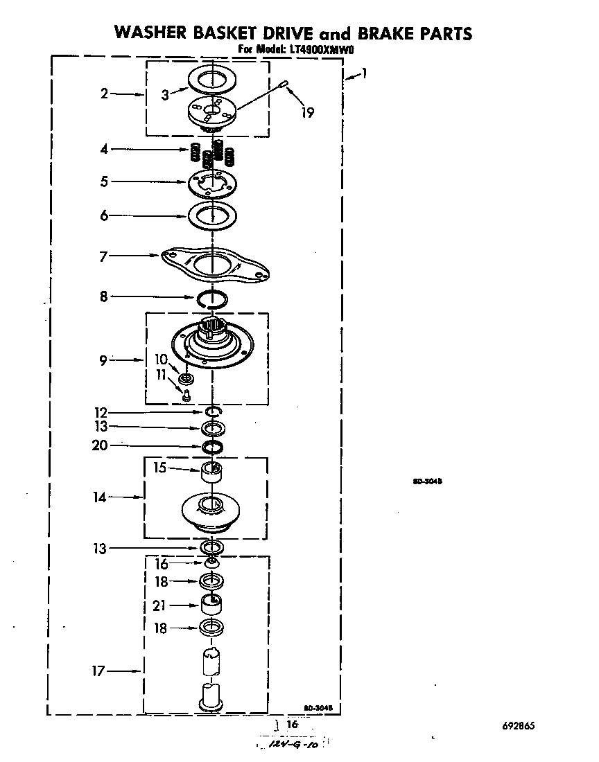 Washer basket drive and brake