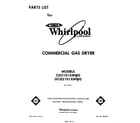 Whirlpool GCG2101XMW0 front cover diagram