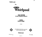 Whirlpool LG3001XMW1 front cover diagram
