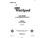 Whirlpool LG7001XMW0 front cover diagram