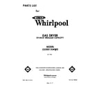 Whirlpool LG3001XMW0 front cover diagram