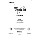 Whirlpool LG7001XPW0 front cover diagram